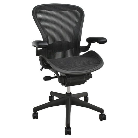 【中古】ハーマンミラー　アーロンチェア　スタンダード　Ｂサイズ　ランバーサポート　ガスシリンダー新品　ブラック　2026052501【中古オフィス家具】