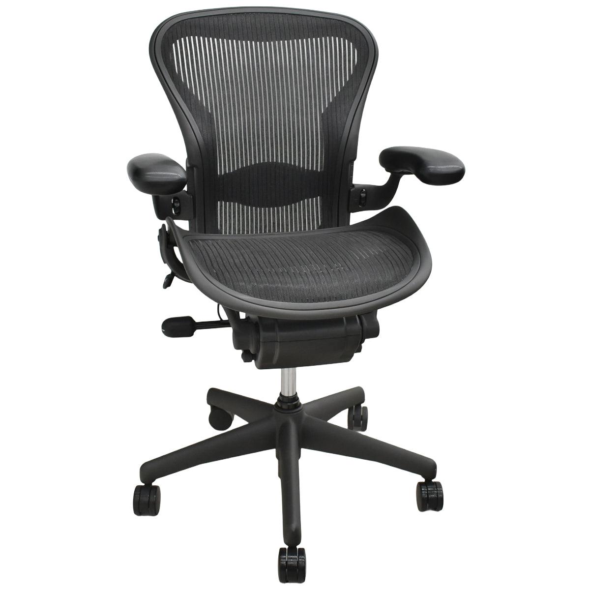 【中古】ハーマンミラー　アーロンチェア　Aサイズ　フル装備　ランバーサポート　ガスシリンダー新品　ブラック　2026052507【中古オフィス家具】