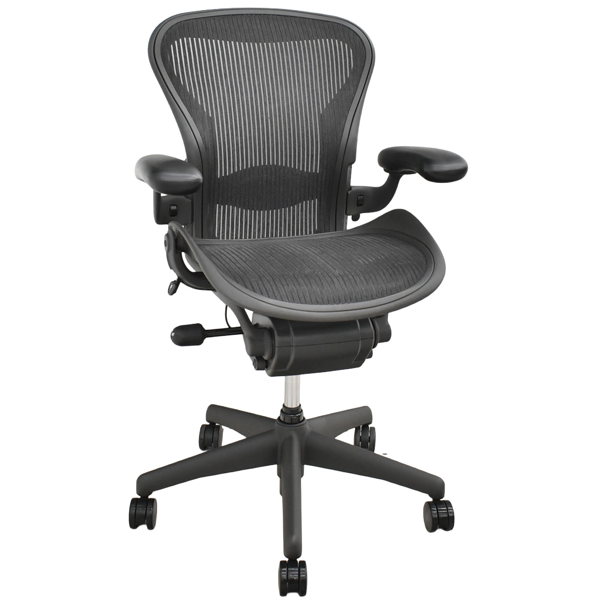 【中古】ハーマンミラー　アーロンチェア　Aサイズ　フル装備　ランバーサポート　ガスシリンダー新品　ブラック　2026052601【中古オフィス家具】