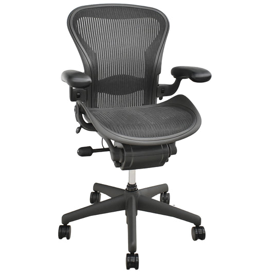 【中古】ハーマンミラー　アーロンチェア　Aサイズ　フル装備　ランバーサポート　ガスシリンダー新品　ブラック　2026052601【中古オフィス家具】