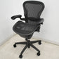 【中古】ハーマンミラー　アーロンチェア　Aサイズ　フル装備　ランバーサポート　ガスシリンダー新品　ブラック　2026052602【中古オフィス家具】