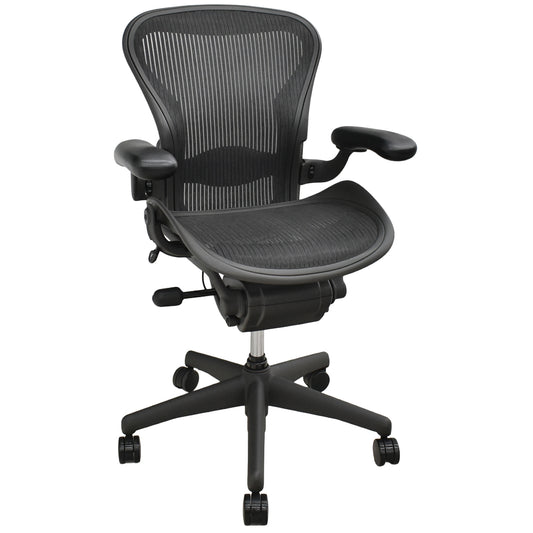 【中古】ハーマンミラー　アーロンチェア　Aサイズ　フル装備　ランバーサポート　ガスシリンダー新品　ブラック　2026052603【中古オフィス家具】