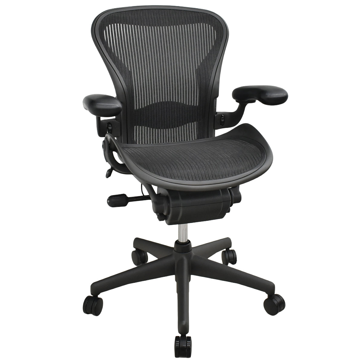 【中古】ハーマンミラー　アーロンチェア　Aサイズ　フル装備　ランバーサポート　ガスシリンダー新品　ブラック　2026052604【中古オフィス家具】