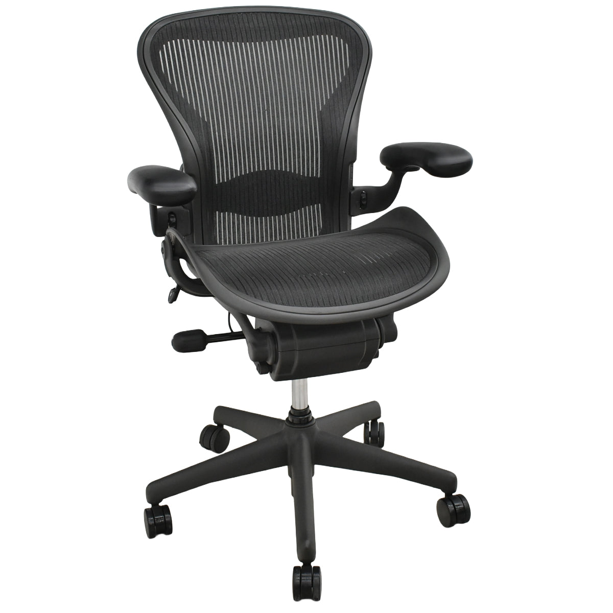 【中古】ハーマンミラー　アーロンチェア　Aサイズ　フル装備　ランバーサポート　ガスシリンダー新品　ブラック　2026052605【中古オフィス家具】