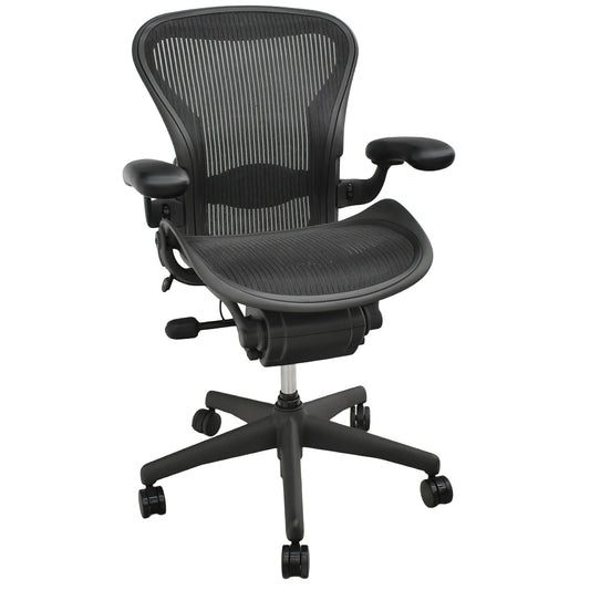 【中古】ハーマンミラー　アーロンチェア　Aサイズ　フル装備　ランバーサポート　ガスシリンダー新品　ブラック　2026052605【中古オフィス家具】
