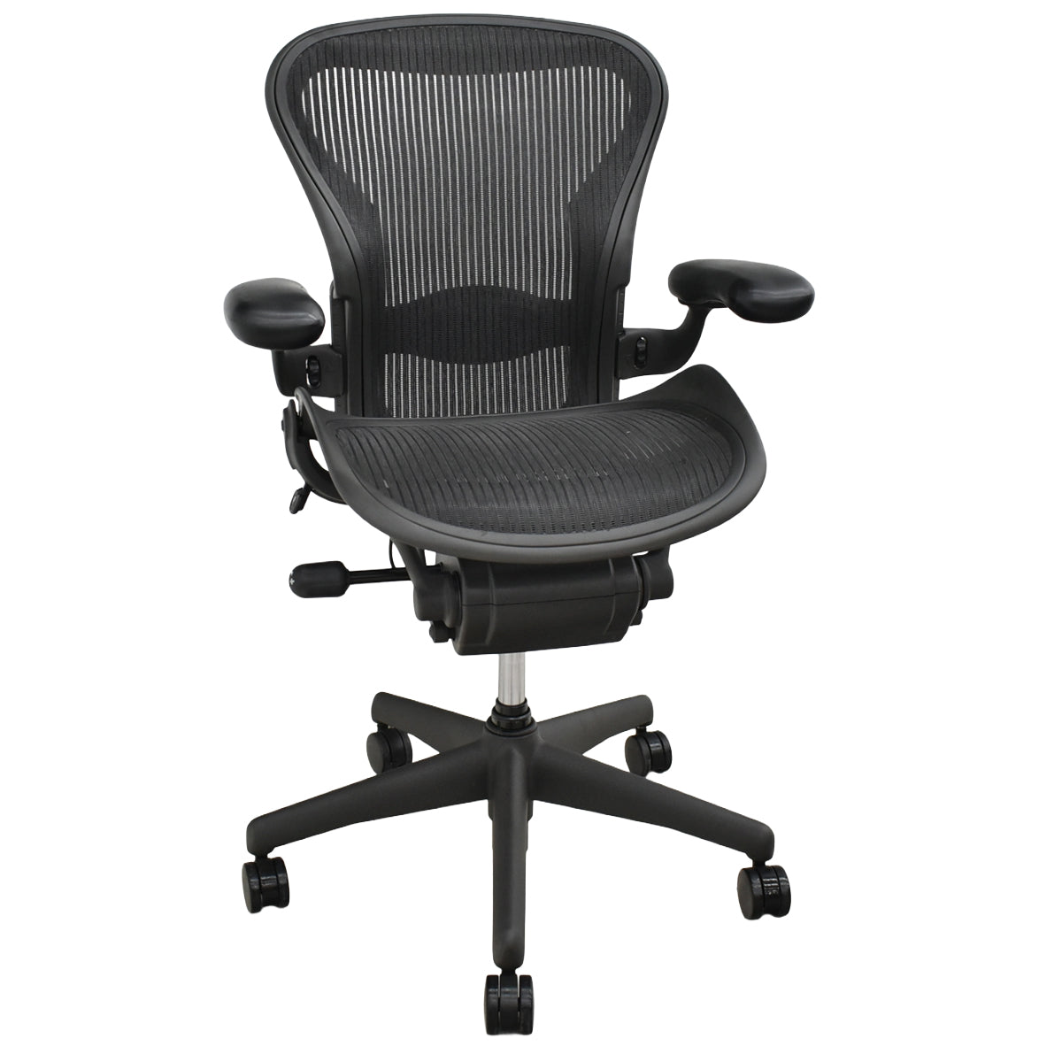 【中古】ハーマンミラー　アーロンチェア　Aサイズ　フル装備　ランバーサポート　ガスシリンダー新品　ブラック　2026052606【中古オフィス家具】