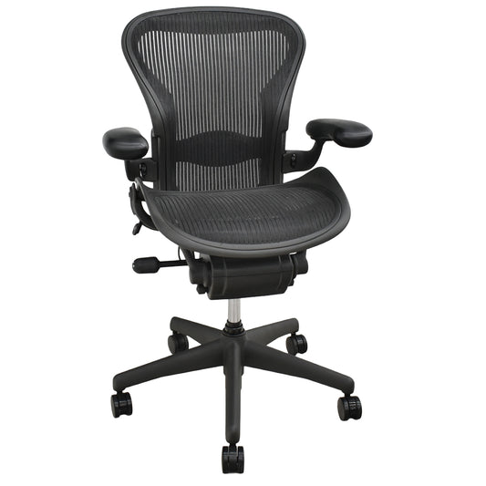 【中古】ハーマンミラー　アーロンチェア　Aサイズ　フル装備　ランバーサポート　ガスシリンダー新品　ブラック　2026052606【中古オフィス家具】