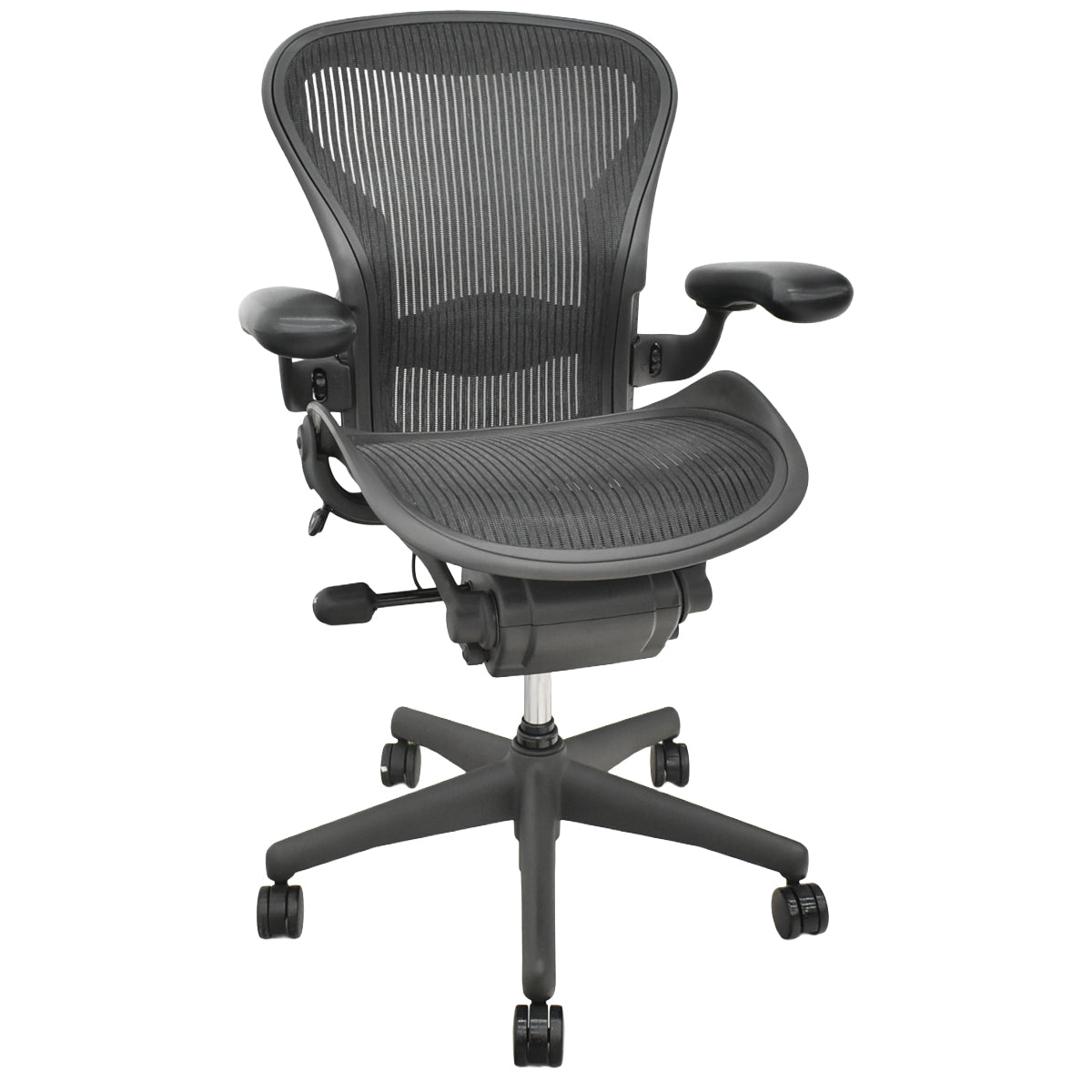 【中古】ハーマンミラー　アーロンチェア　Aサイズ　フル装備　ランバーサポート　ガスシリンダー新品　ブラック　2026052701【中古オフィス家具】