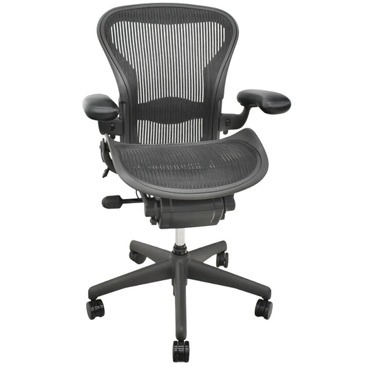 【中古】ハーマンミラー　アーロンチェア　Aサイズ　フル装備　ランバーサポート　ガスシリンダー新品　ブラック　2026052703【中古オフィス家具】