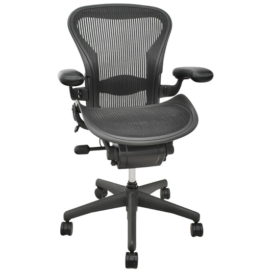 【中古】ハーマンミラー　アーロンチェア　Aサイズ　フル装備　ランバーサポート　ガスシリンダー新品　ブラック　2026052704【中古オフィス家具】