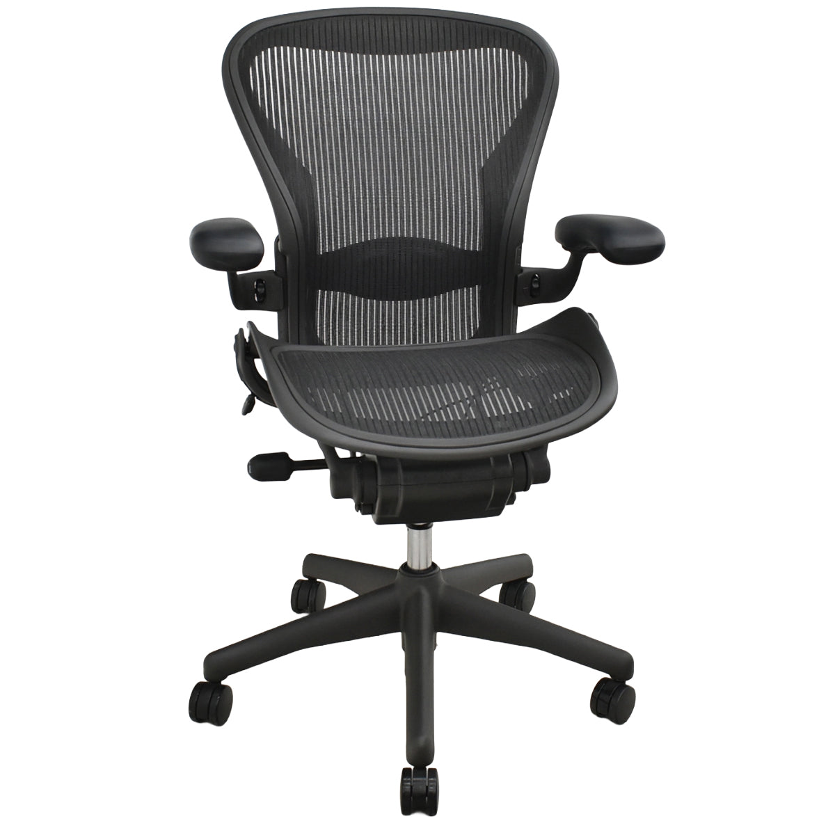 【中古】ハーマンミラー　アーロンチェア　Bサイズ　フル装備　ランバーサポート　ブラック　2026052306【中古オフィス家具】