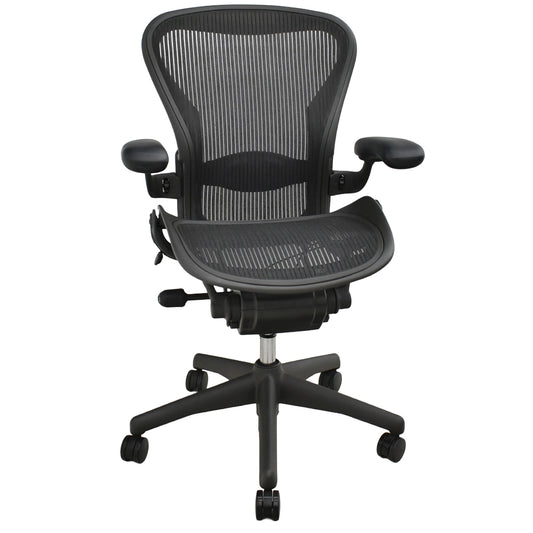 【中古】ハーマンミラー　アーロンチェア　Bサイズ　フル装備　ランバーサポート　ブラック　2026052306【中古オフィス家具】