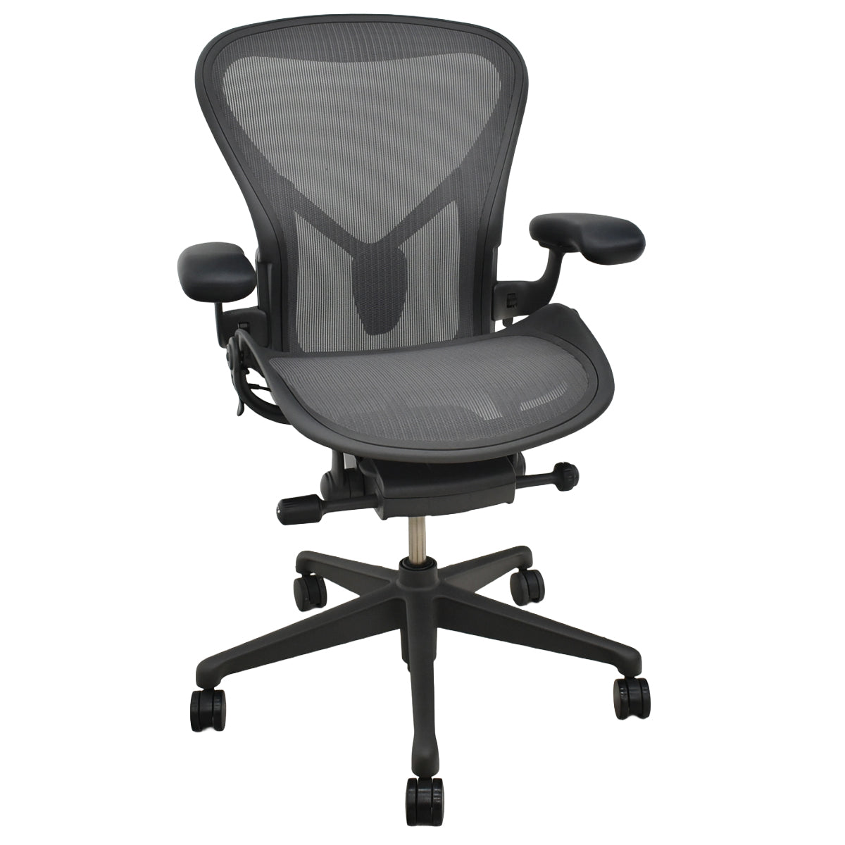 【中古】ハーマンミラー　 アーロンチェア　リマスタード　Bサイズ　可動肘　ポスチャーフィット　グレー　2026061702【中古オフィス家具】
