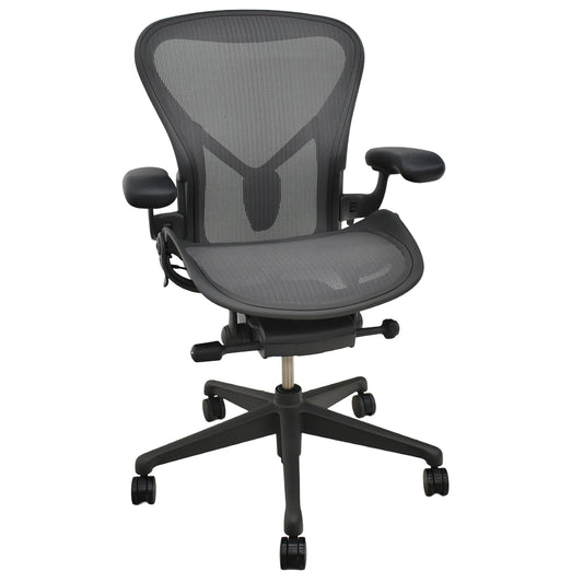 【中古】ハーマンミラー　 アーロンチェア　リマスタード　Bサイズ　可動肘　ポスチャーフィット　グレー　2026061702【中古オフィス家具】