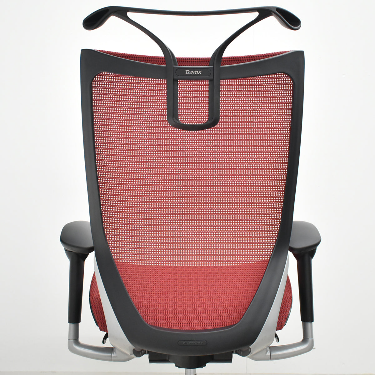 【中古】オカムラ　バロン　ハイバック　可動肘　ハンガー　シルバー脚　レッド 　2026061802【中古オフィス家具】