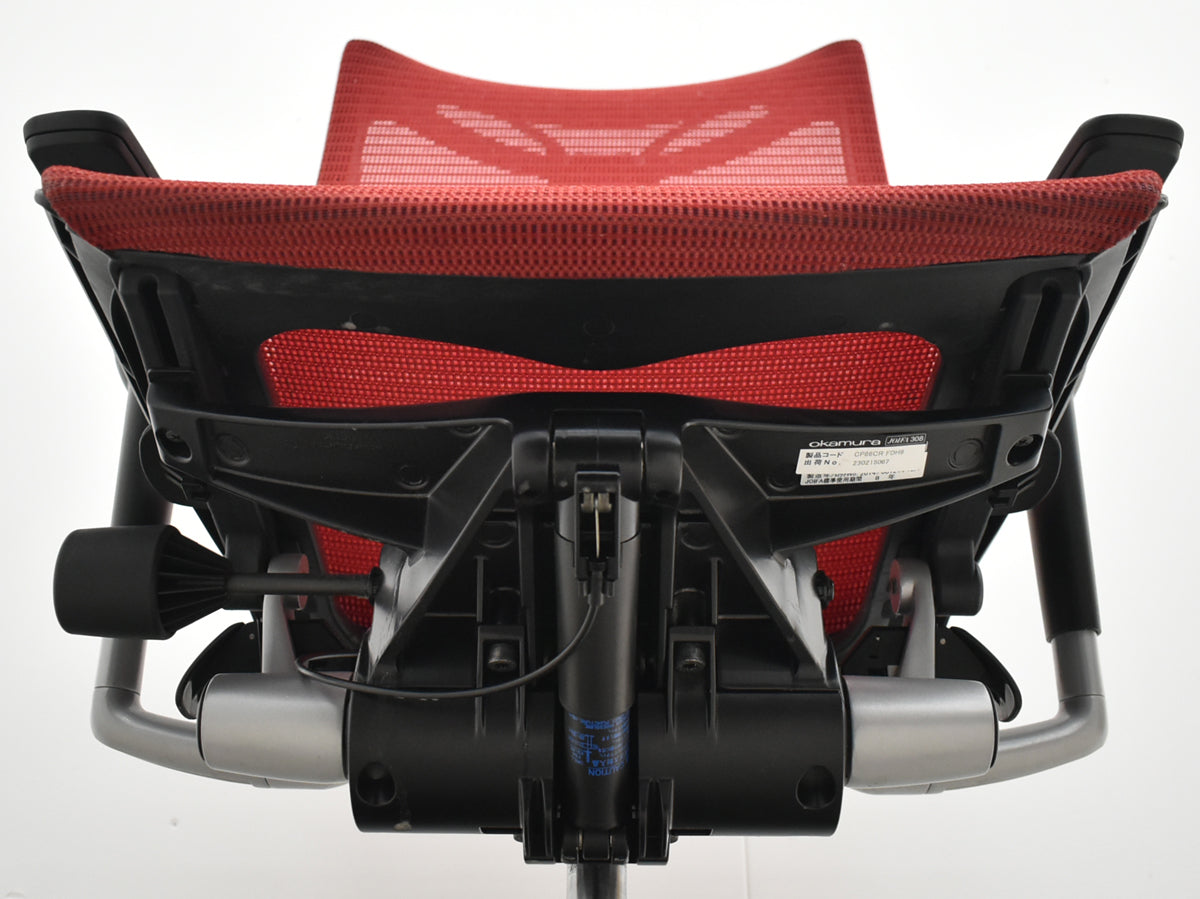 【中古】オカムラ　バロン　ハイバック　可動肘　ハンガー　シルバー脚　レッド 　2026062203【中古オフィス家具】