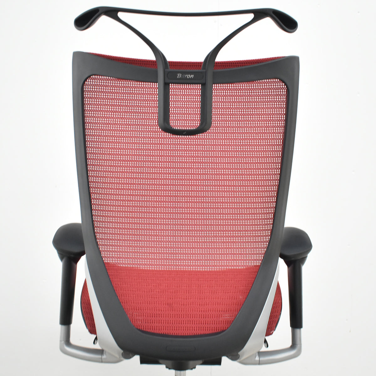 【中古】オカムラ　バロン　ハイバック　可動肘　ハンガー　シルバー脚　レッド 　2026062203【中古オフィス家具】
