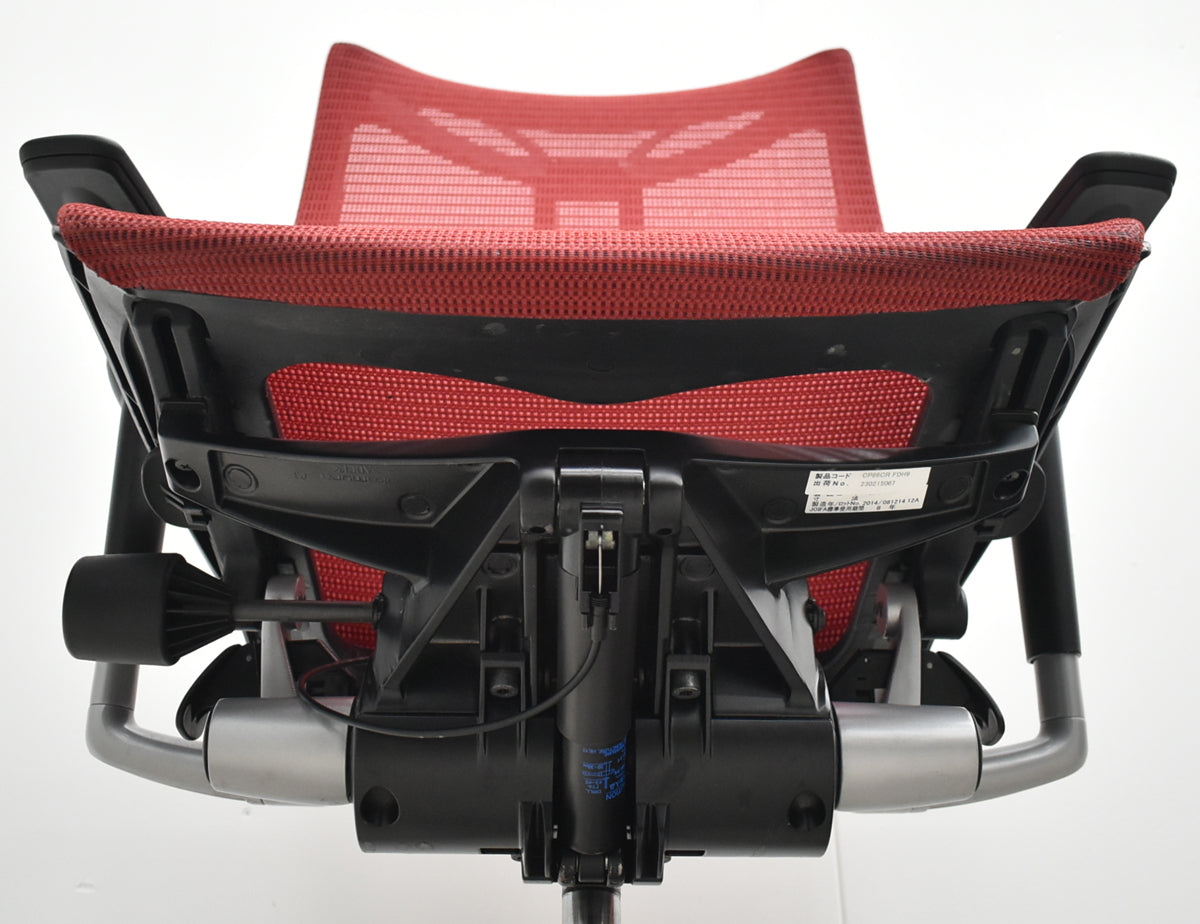 【中古】オカムラ　バロン　ハイバック　可動肘　ハンガー　シルバー脚　レッド 　2026062204【中古オフィス家具】