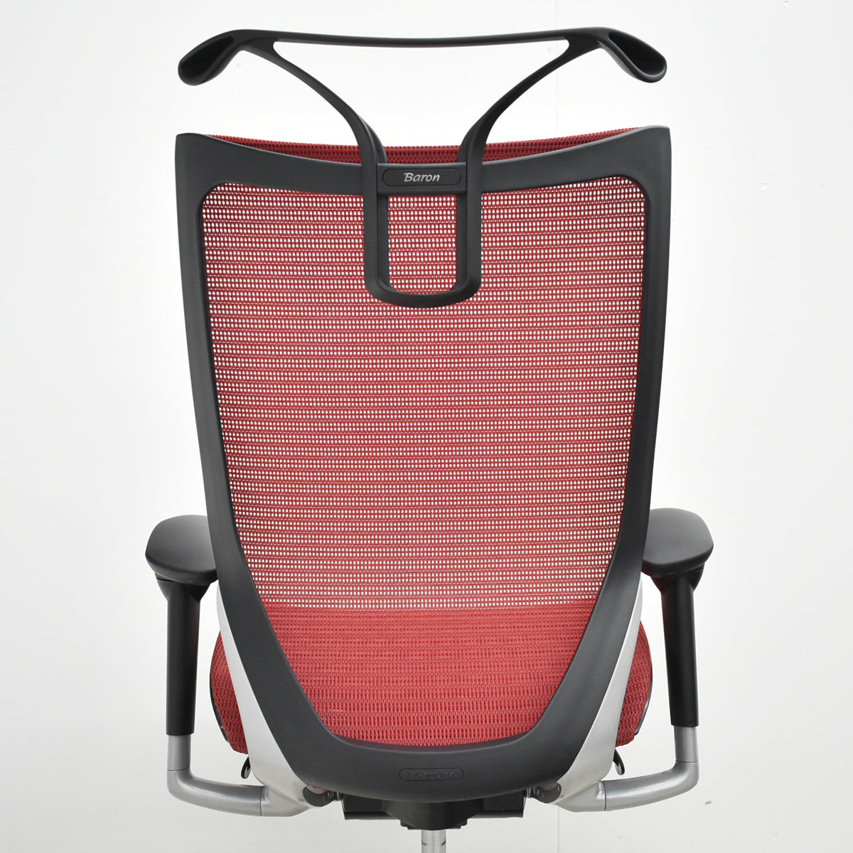 【中古】オカムラ　バロン　ハイバック　可動肘　ハンガー　シルバー脚　レッド 　2026062204【中古オフィス家具】