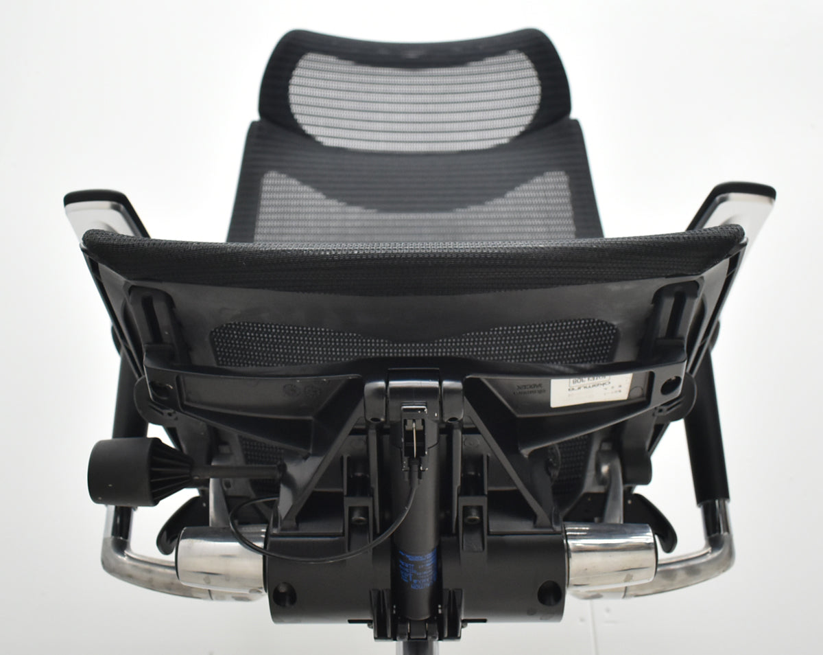 【中古】オカムラ　バロン　エクストラハイバック　可動肘　固定ヘッドレスト　ポリッシュ　昇降ガス交換済　ブラック　2026062301【中古オフィス家具】