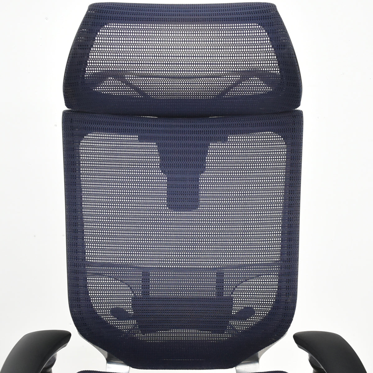【中古】オカムラ　バロン　エクストラハイバック　可動肘　可動ヘッドレスト　ランバーサポート　ハンガー　ポリッシュ　昇降ガス交換済　ダークブルー　2026062304【中古オフィス家具】