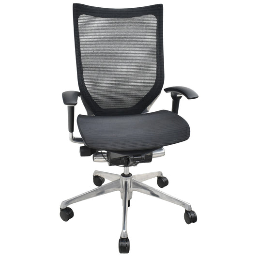【中古】オカムラ　バロン　可動肘　ハイバック　ポリッシュ　ブラック　2026070802【中古オフィス家具】