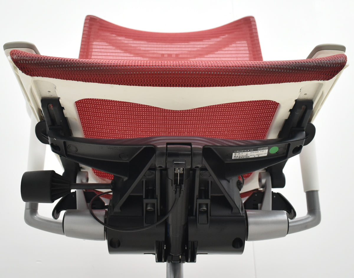 【中古】[難有]オカムラ　バロン　ローバック　可動肘　レッド　2026070805【中古オフィス家具】