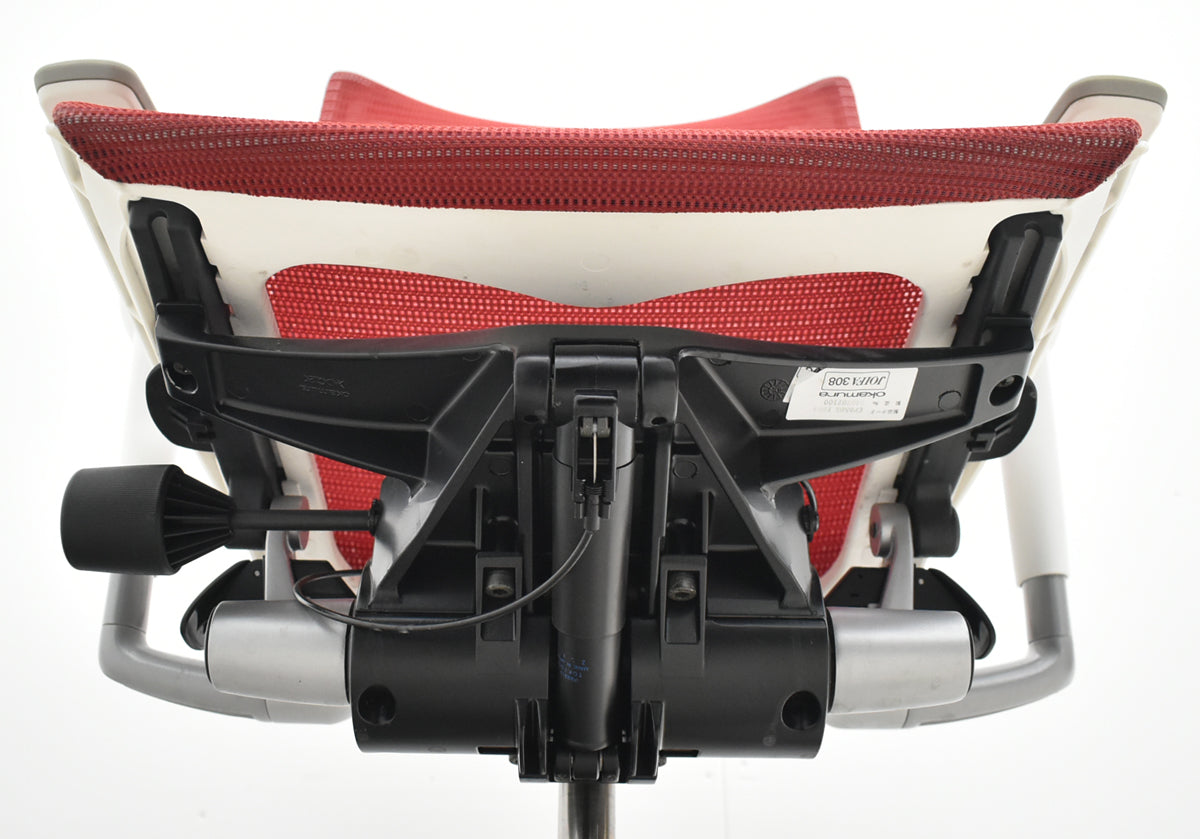 【中古】[難有]オカムラ　バロン　ローバック　可動肘　レッド　2026070806【中古オフィス家具】