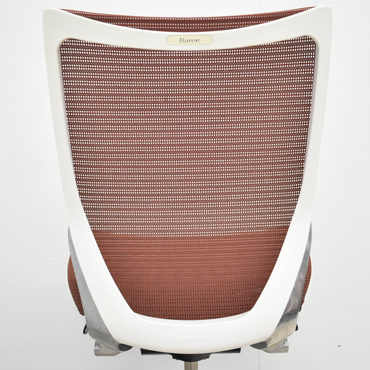 【中古】オカムラ　バロン　ローバック　肘なし　ポリッシュ　ブラウン　2026070901【中古オフィス家具】