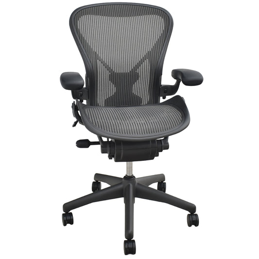 【中古】ハーマンミラー　アーロンチェア　Bサイズ　フル装備　ポスチャーフィット　肘パッド新型　肘レバータイプ　グレー　AE113AWB-PJG1BBBK3D02 2026071302【オフィスチェア】