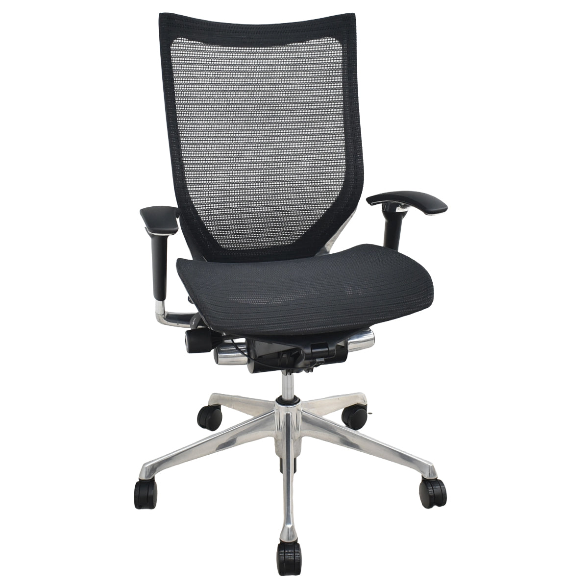 【中古】オカムラ　バロン　可動肘　ハイバック　ポリッシュ　ブラック　2026071501【中古オフィス家具】