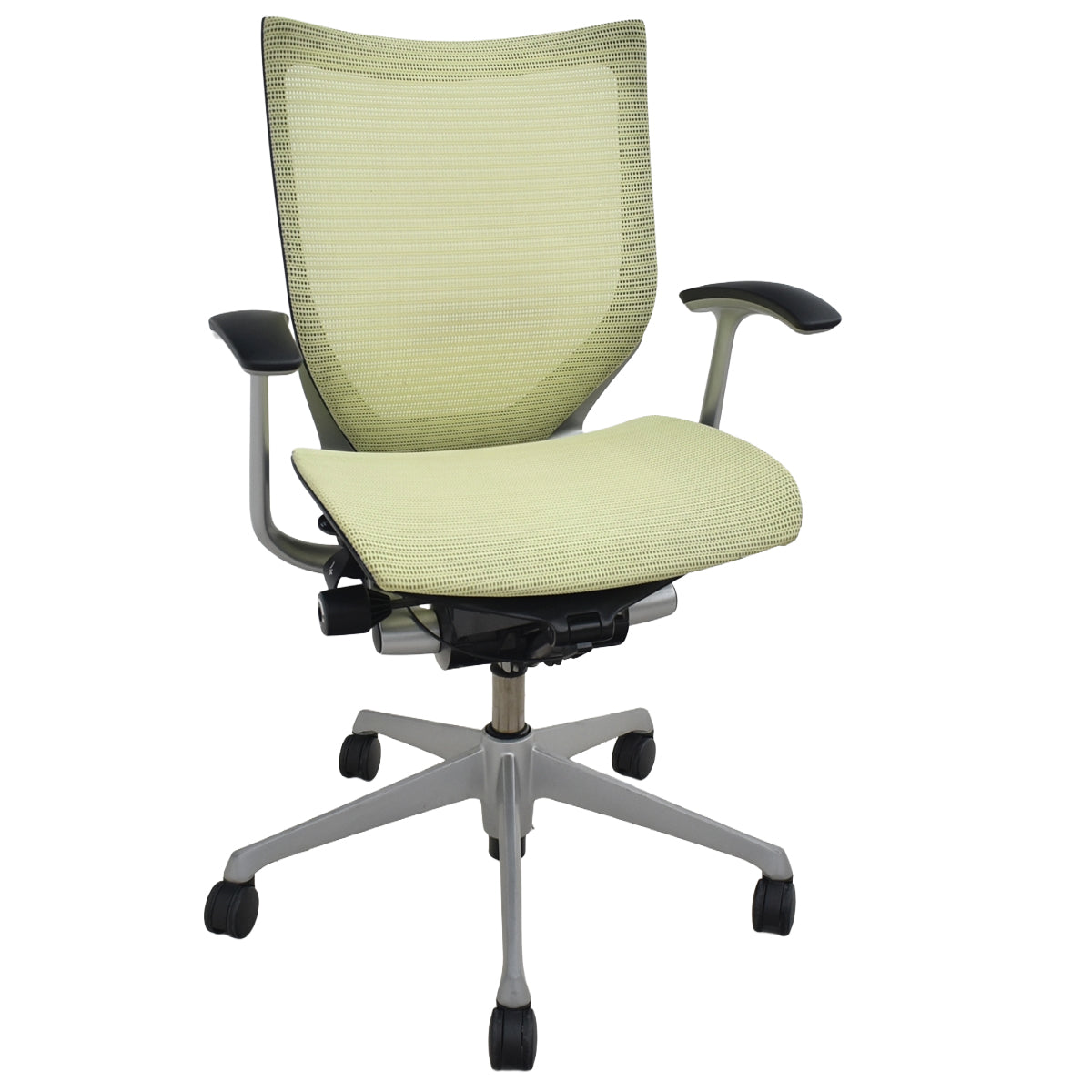 【中古】[難有]オカムラ　バロン　固定肘　ローバック　ピスタチオグリーン　2026071505【中古オフィス家具】