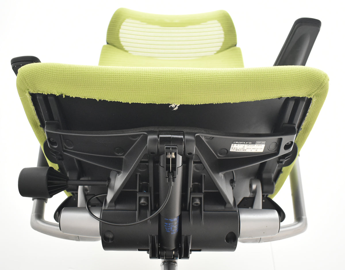 【中古】オカムラ　バロン　エクストラハイバック　可動肘　固定ヘッドレスト　肘パッド新品　ライムグリーン　2026071601【中古オフィス家具】