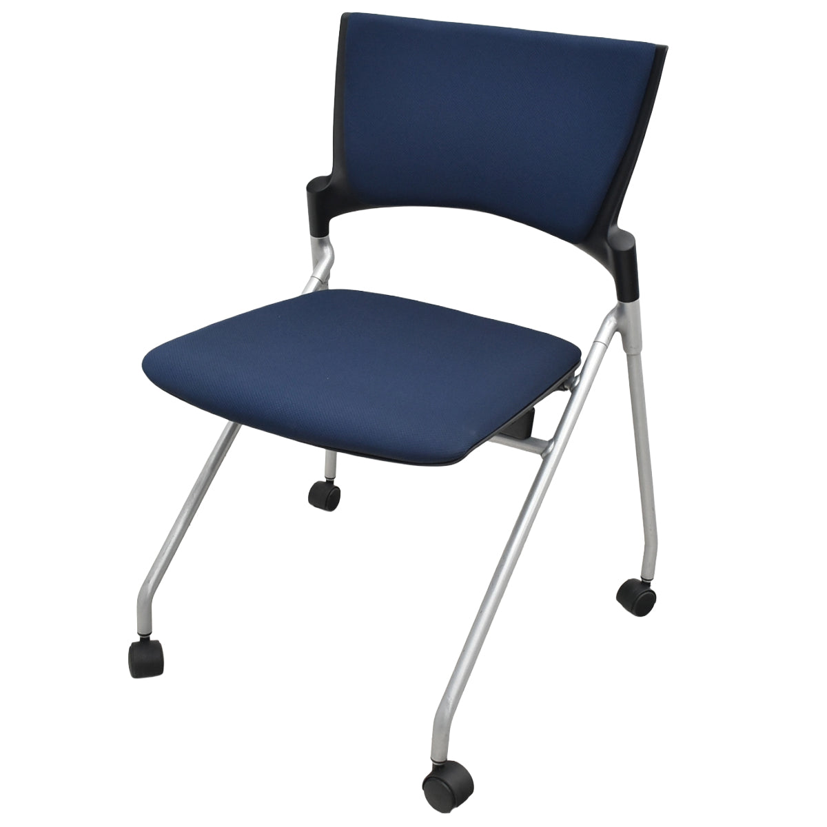 【中古】イトーキ　マノス　ミーティングチェア　ネスティング　ネイビーブルー　2026071805【中古オフィス家具】