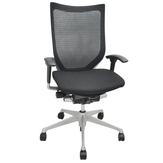 【中古】オカムラ　バロン　ハイバック　可動肘　シルバー脚　ブラック　2026071806【中古オフィス家具】
