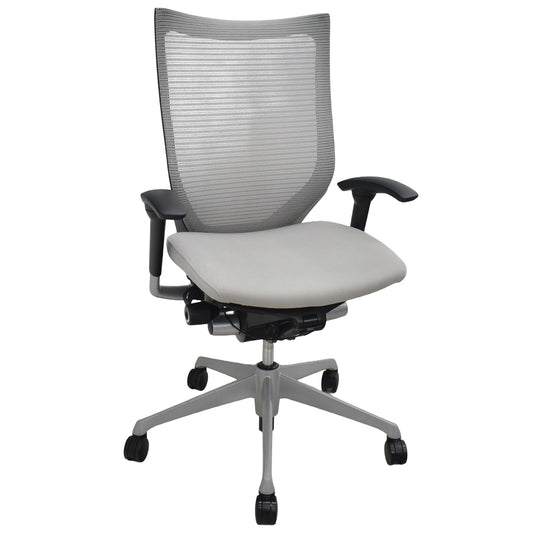 【中古】オカムラ　バロン　ハイバック　可動肘　シルバー脚　グレー　2026071808【中古オフィス家具】