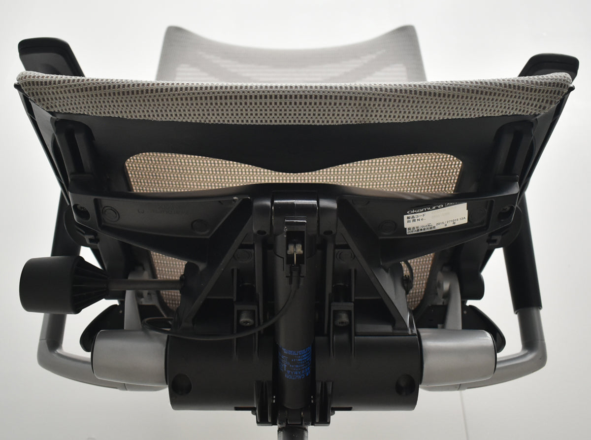 【中古】オカムラ　バロン　ハイバック　可動肘　シルバー脚　グレー　2026071809【中古オフィス家具】
