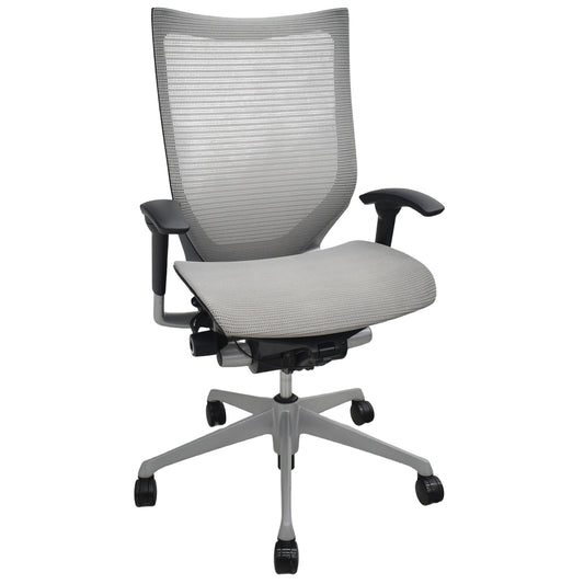 【中古】オカムラ　バロン　ハイバック　可動肘　シルバー脚　グレー　2026071809【中古オフィス家具】