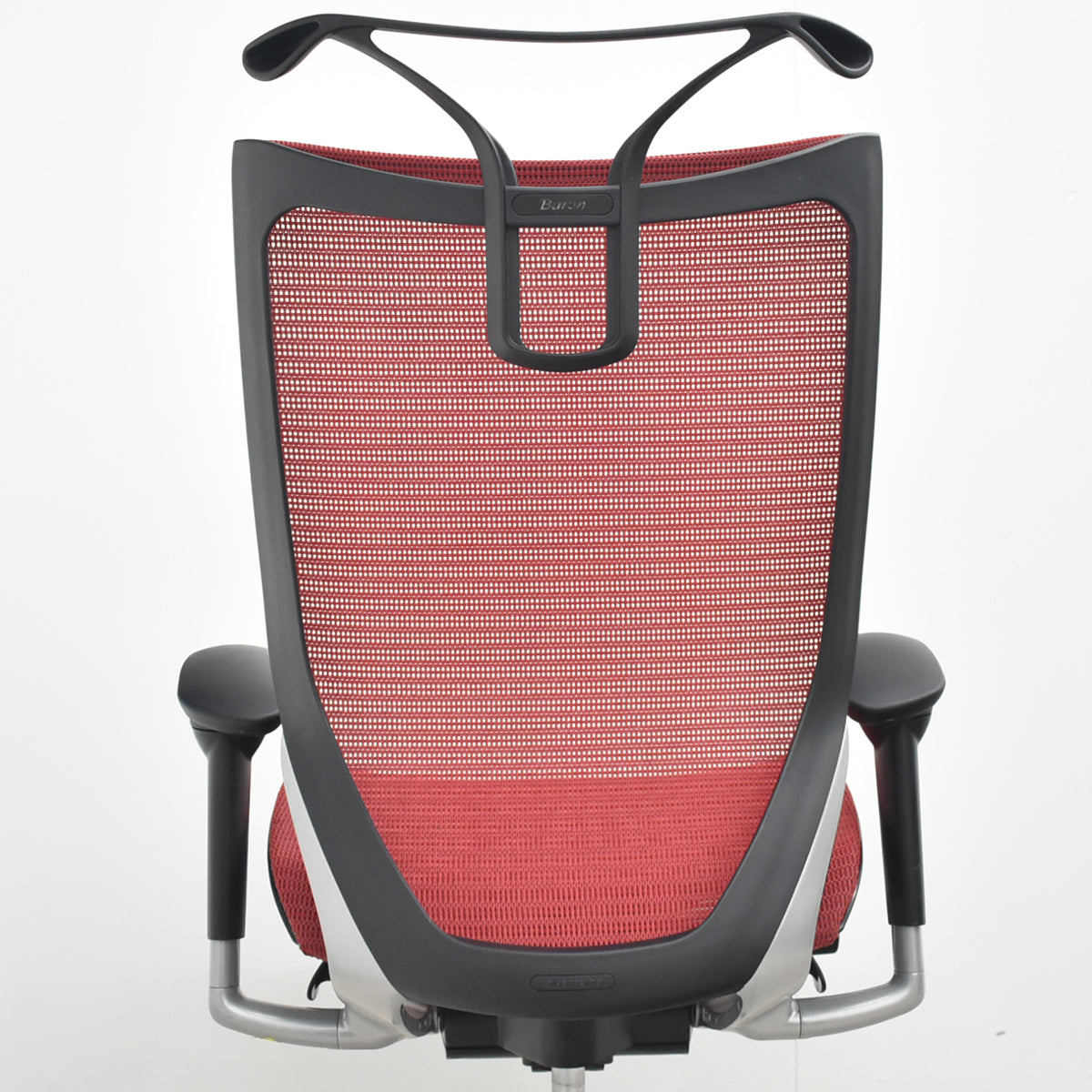 【中古】オカムラ　バロン　ハイバック　可動肘　ハンガー　シルバー脚　レッド 　2026071812【中古オフィス家具】