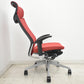 【中古】オカムラ　バロン　エクストラハイバック　可動肘　固定ヘッドレスト　シルバー脚　レッド　2026072102【中古オフィス家具】