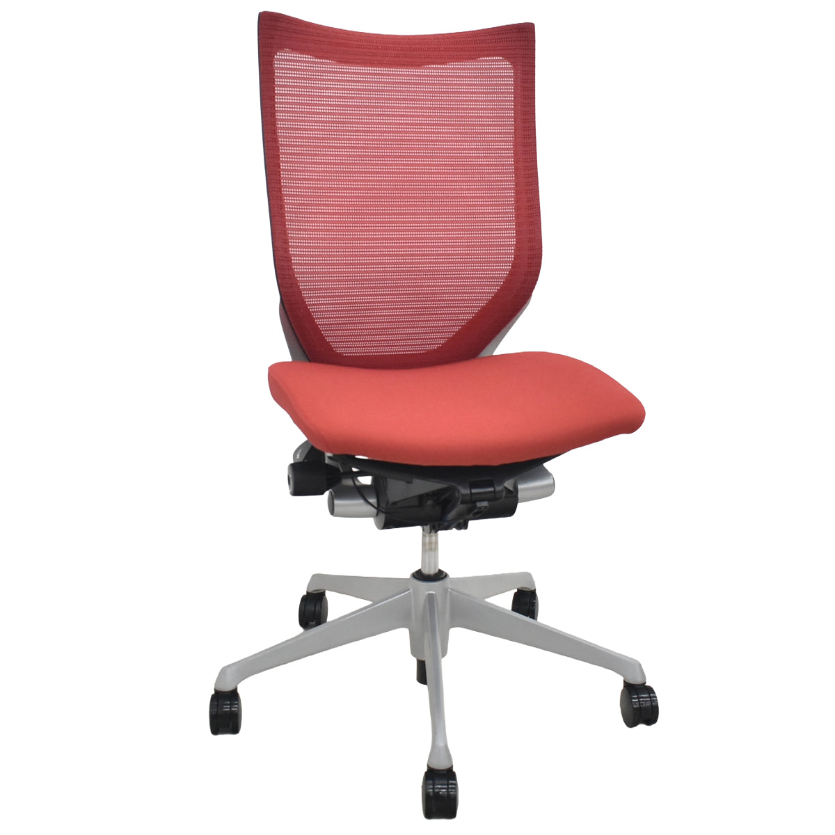 【中古】オカムラ　バロン　ハイバック　肘なし　レッド　2026072110【中古オフィス家具】