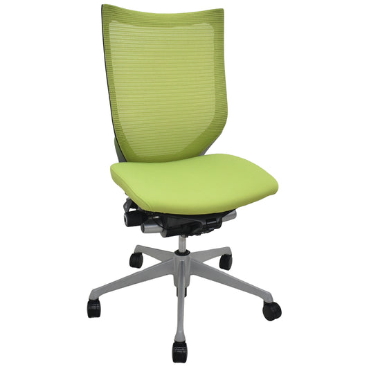 【中古】オカムラ　バロン　ハイバック　肘なし　ライムグリーン　2026072111【中古オフィス家具】