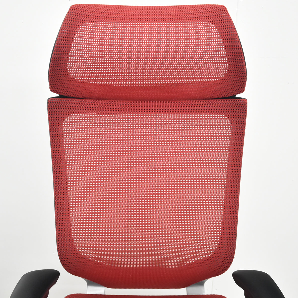 【中古】オカムラ　バロン　エクストラハイバック　可動肘　固定ヘッドレスト　シルバー脚　レッド　2026072203【中古オフィス家具】