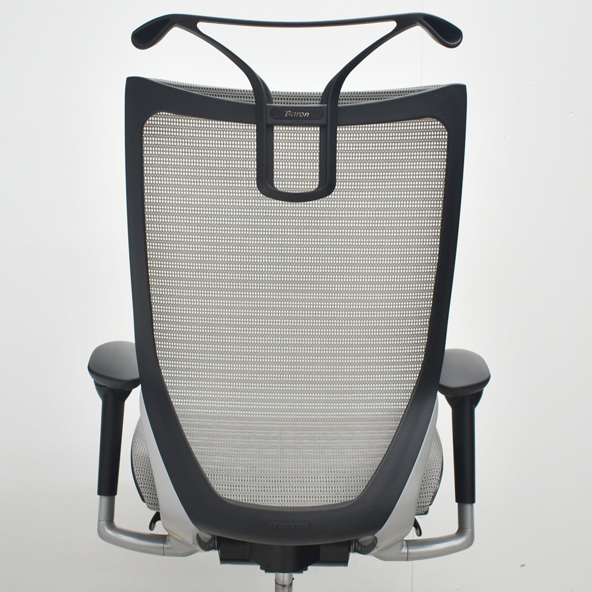 【中古】オカムラ　バロン　ハイバック　可動肘　ハンガー　シルバー脚　グレー 　2026072801【中古オフィス家具】