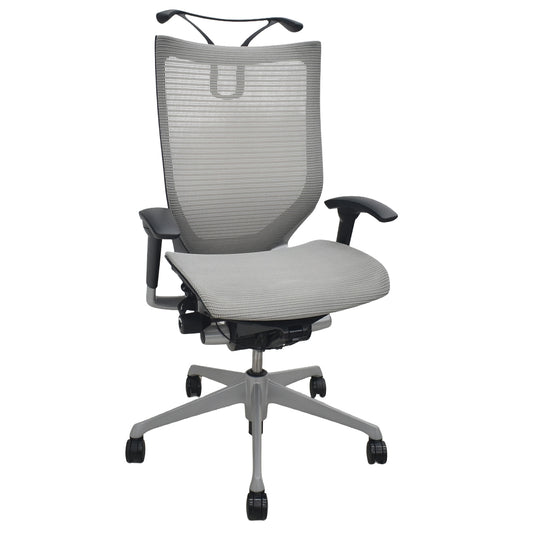 【中古】オカムラ　バロン　ハイバック　可動肘　ハンガー　シルバー脚　グレー 　2026072801【中古オフィス家具】