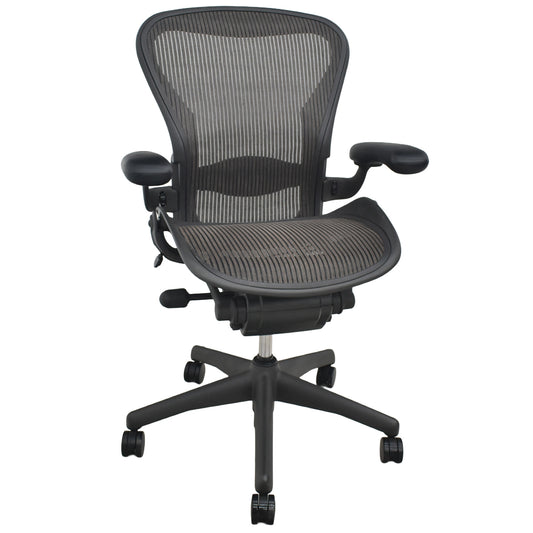 【中古】ハーマンミラー　アーロンチェア　Bサイズ　フル装備　ランバーサポート　ブラック　2026073008【中古オフィス家具】