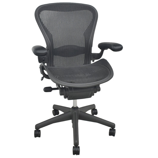 【中古】ハーマンミラー　アーロンチェア　Bサイズ　フル装備　ランバーサポート　ブラック　2026080305【中古オフィス家具】