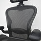 【中古】ハーマンミラー　アーロンチェア　Bサイズ　フル装備　ランバーサポート　昇降ガス新品　ヘッドレスト（社外品）ブラック　2026080402【中古オフィス家具】