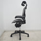 【中古】ハーマンミラー　アーロンチェア　Bサイズ　フル装備　ポスチャーフィット（パッド新品）ウェーブメッシュ　ヘッドレスト（社外品）グレー　2026080403【中古オフィス家具】