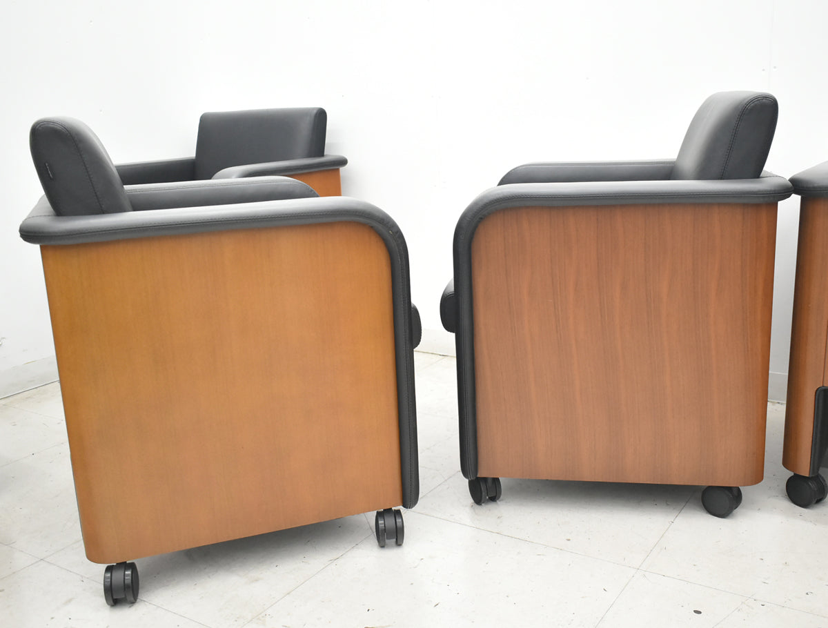 【中古】オカムラ　セフィーロ　応接会議用チェア　６脚セット　革張り　幅620　2026080601【中古オフィス家具】